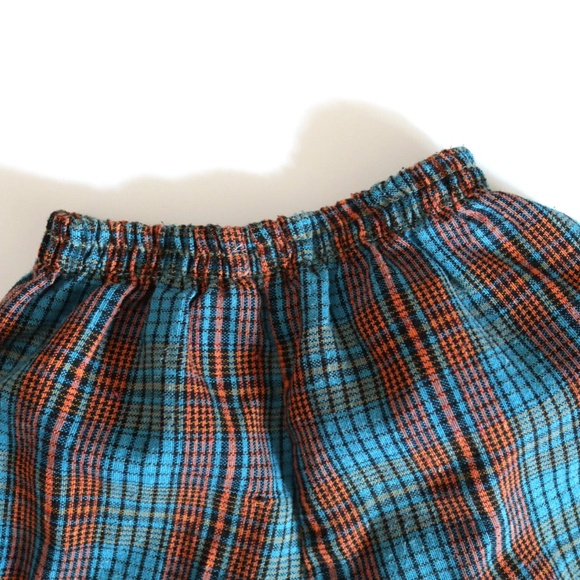 Vintage Rainbow Elephants Tee + Blue Plaid Shorts SET / 12-18M - Picture 10 of 11